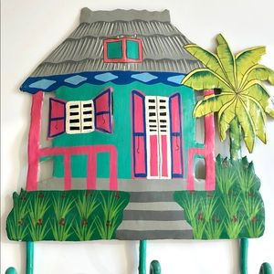 Handmade Painted Metal Wall-Mount Towel Holder